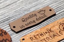 Cactus faux leather label with 'Quality in every detail' engraving - Item no. 3003