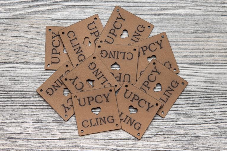 Set of cactus leather labels \"Upcycling\" (Item number 8151)
