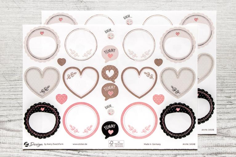 Inscription labels hearts and circles (Item number 9251)