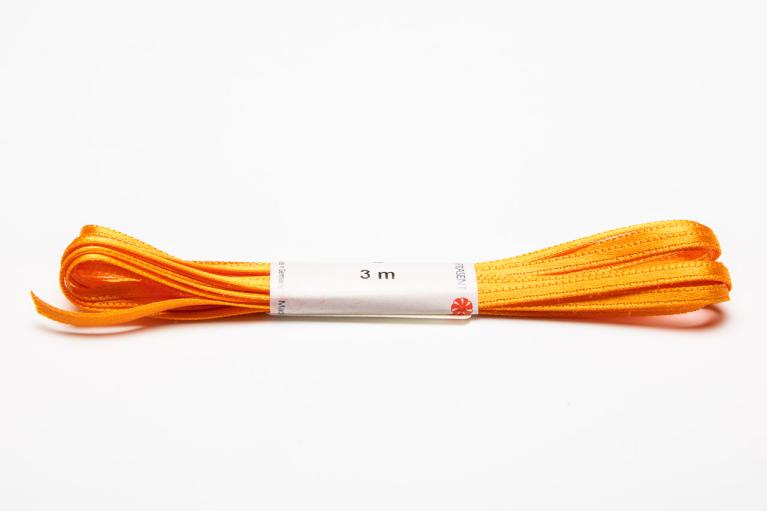 Narrow satin ribbons (3mm), single color (orange) - Item number 888