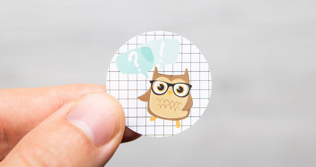 Motif sticker, round with owl