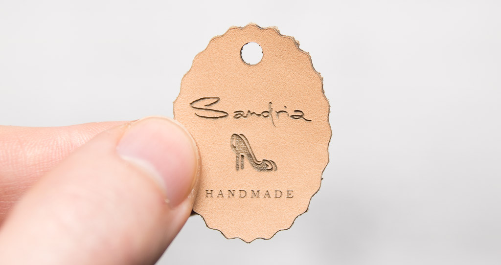 Handmade tag made of natural leather
