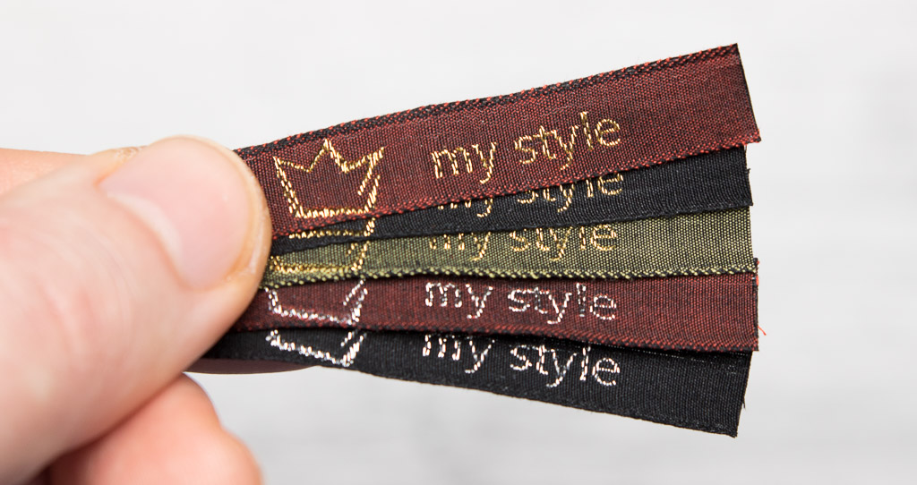 Woven cotton labels in color set \"Glitter\"